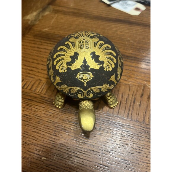 Vintage Working Wind Up Turtle Bell Boj Eibar Spain Damasquina Brass Working